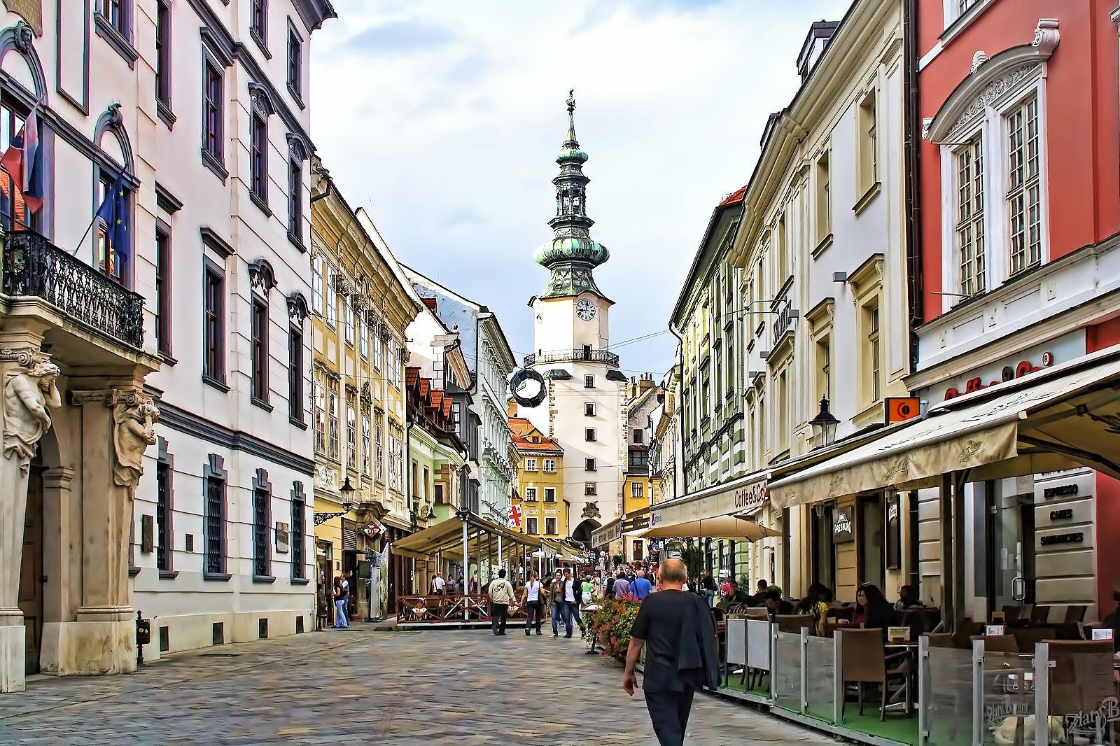 Old town street in Bratislava, Slovakia